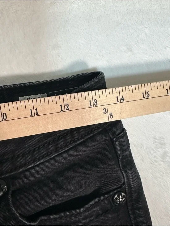 Miss Me Hailey Skinny Jeans 26 Black Fleur De Lis Embellished Y2K McBling Grunge - Picture 4 of 11